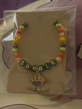 Gobble Beaded Turkey Charm Bracelet - Multicolor
